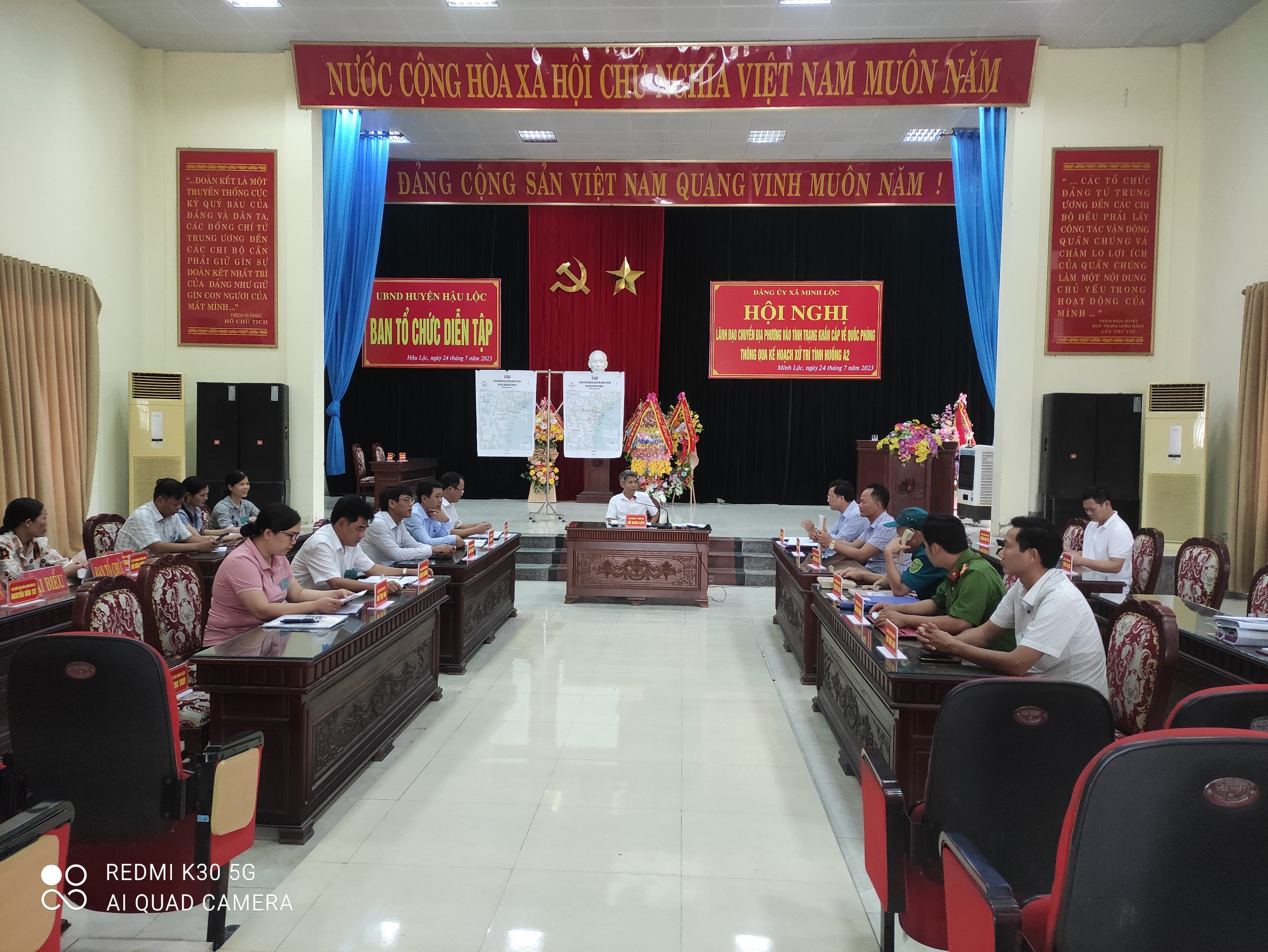 Xã Minh Lộc tổ chức diễn tập chiến đấu xã trong khu vực phòng thủ năm 2023