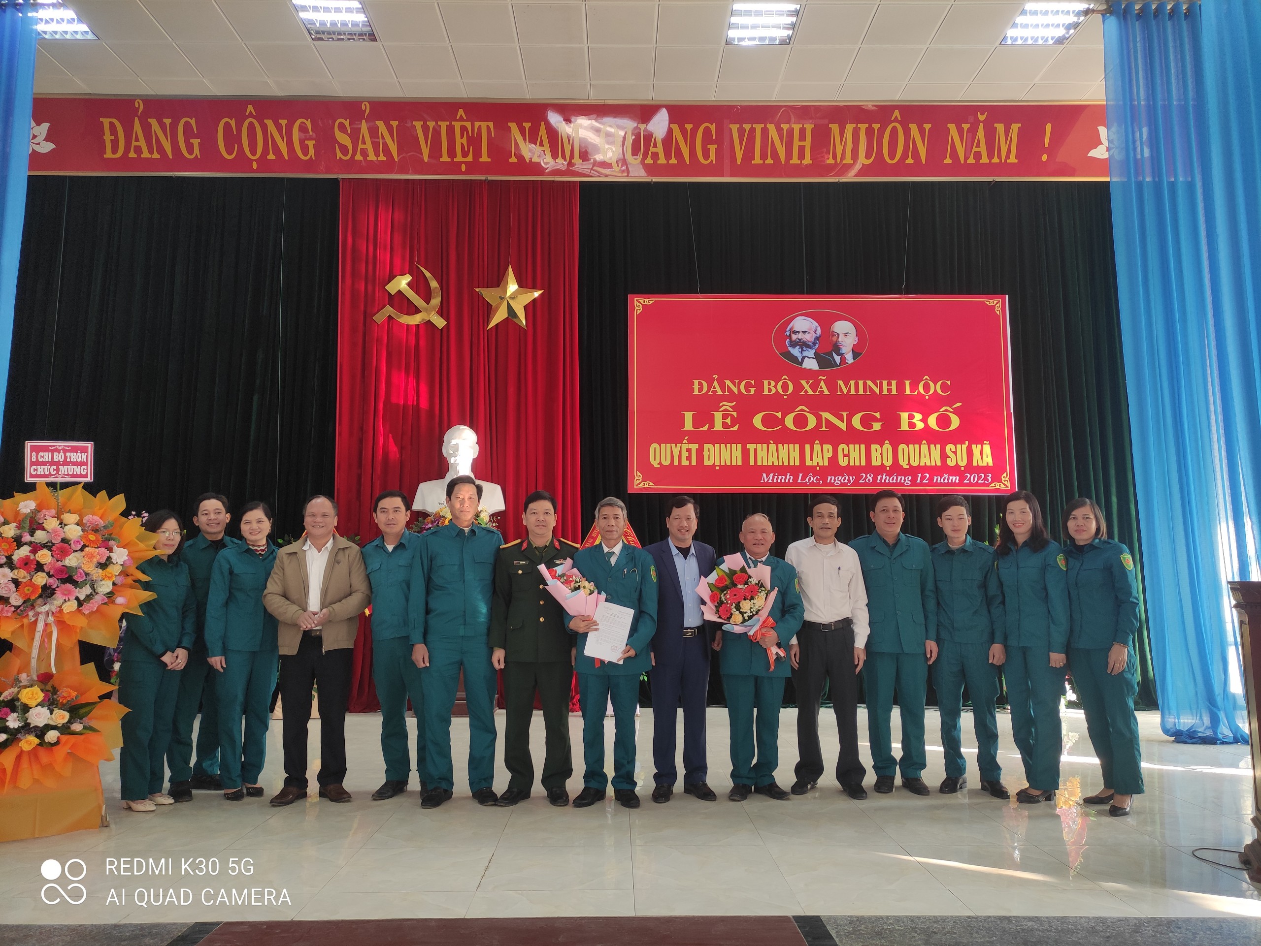 Đảng ủy  xã Minh Lộc tổ chức lễ Công bố quyết định thành lập Chi bộ quân sự xã Minh Lộc